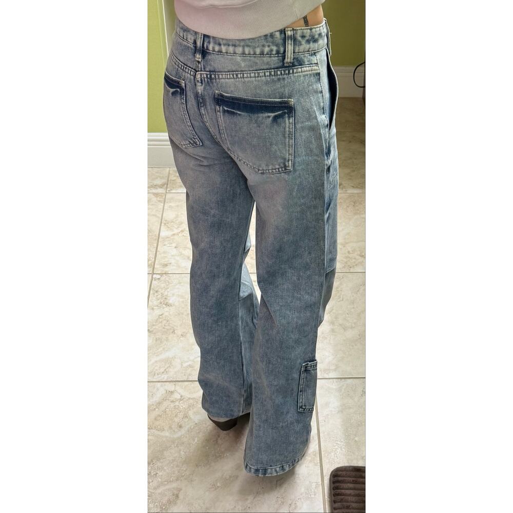 1030 cargo drawstring denim jeans waist 1/25 flat lay NWOT Retail $69 - Picture 7 of 10
